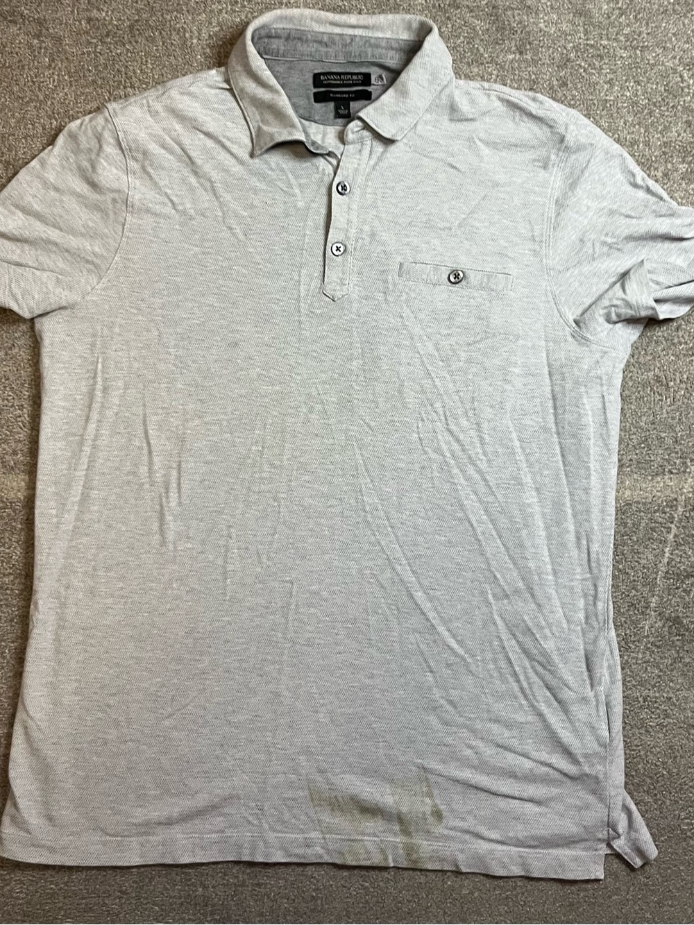 Banana Republic Men’s Heather Light Gray Polo golf preppy C1-56